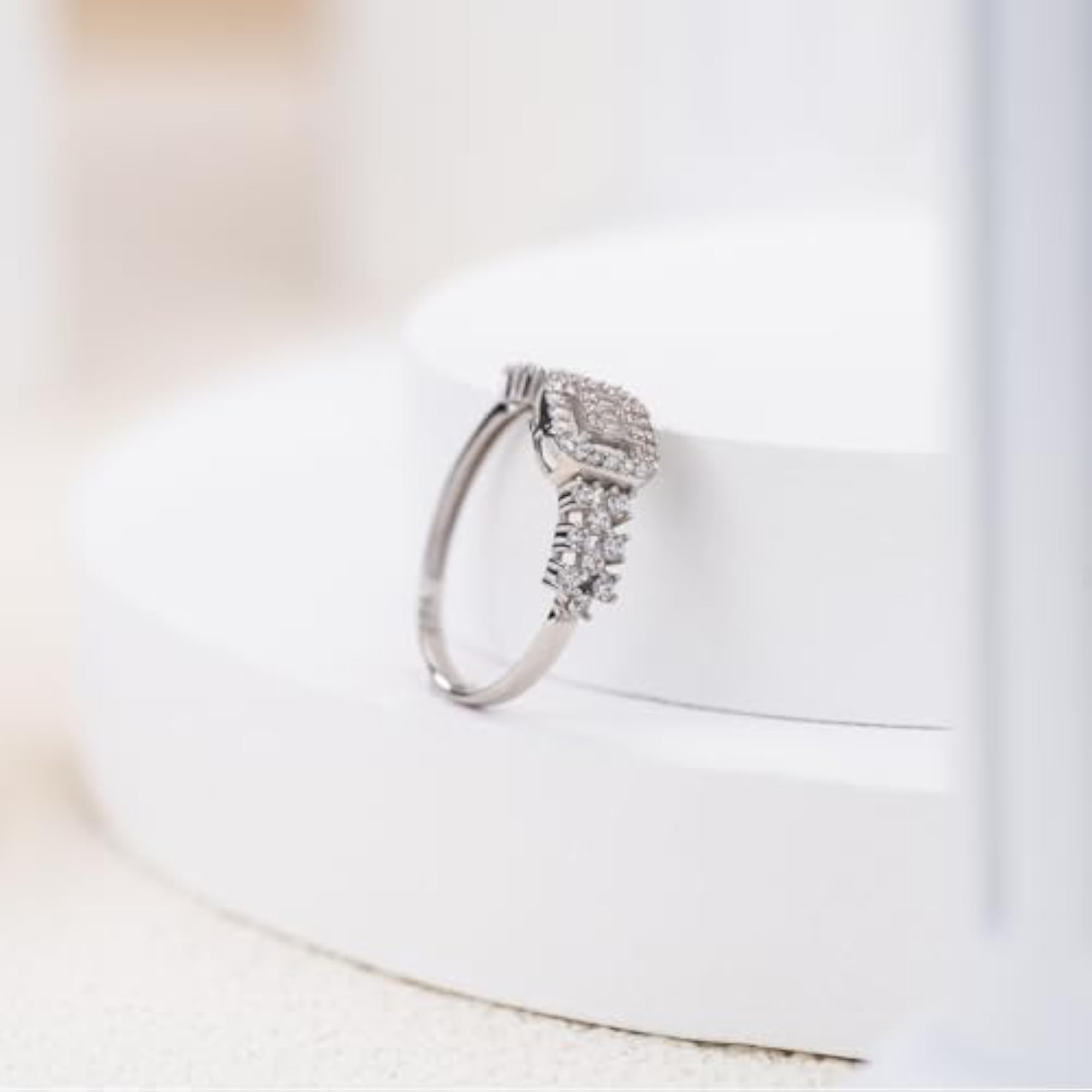 Sterling Statement Illusion Ring with Zircons, Whites Collection